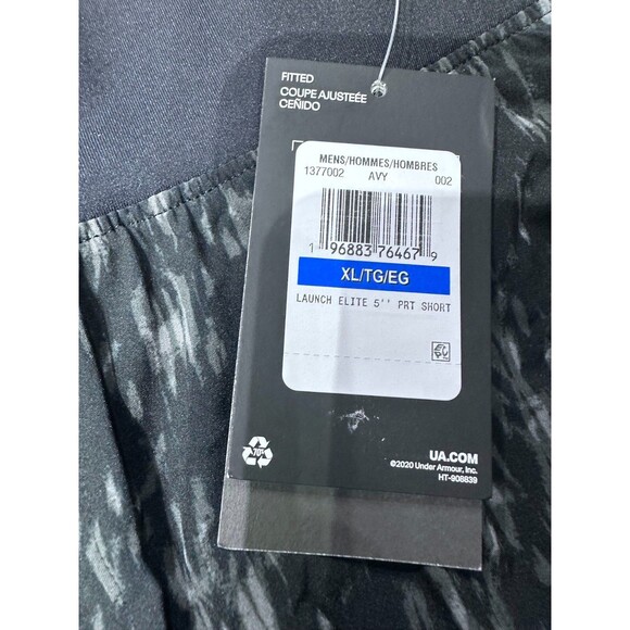 Under Armour Men's XL UA Launch Elite 5'' Print Shorts 1377002 Black grey NEW - Picture 13 of 13